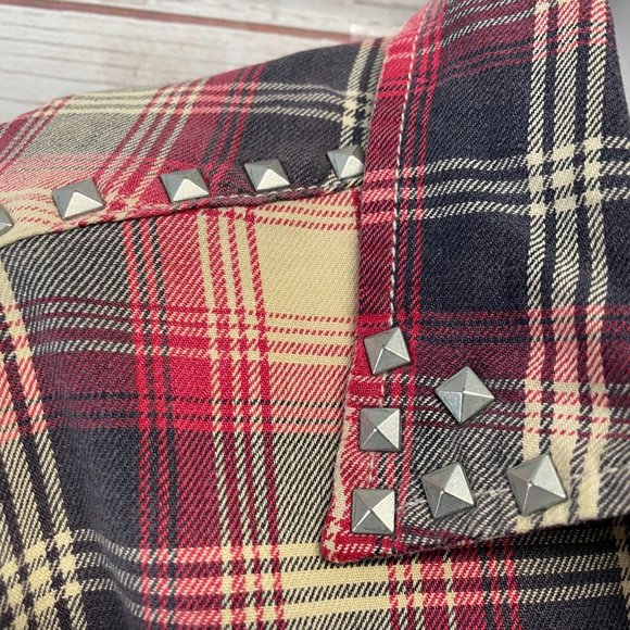 Current Elliott Plaid button up shirt with stud accents - Picture 4 of 8